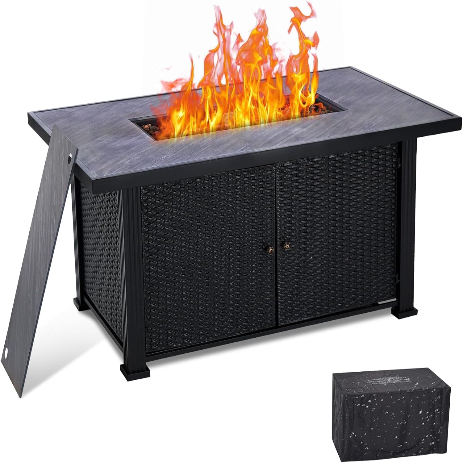 Garvee 52" Propane Fire Pit Table, 2 in 1 Outdoor Fire Pit Table, 50,000BTU Gas Fire Pits for Outside Patio with Waterproof Cover, Tabletop & Separate Storage Space,Firepits for Outside Propane