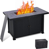 Garvee 52" Propane Fire Pit Table, 2 in 1 Outdoor Fire Pit Table, 50,000BTU Gas Fire Pits for Outside Patio with Waterproof Cover, Tabletop & Separate Storage Space,Firepits for Outside Propane