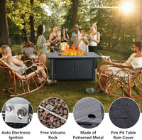 Garvee 52" Propane Fire Pit Table, 2 in 1 Outdoor Fire Pit Table, 50,000BTU Gas Fire Pits for Outside Patio with Waterproof Cover, Tabletop & Separate Storage Space,Firepits for Outside Propane