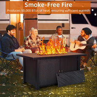 Garvee 52" Propane Fire Pit Table, 2 in 1 Outdoor Fire Pit Table, 50,000BTU Gas Fire Pits for Outside Patio with Waterproof Cover, Tabletop & Separate Storage Space,Firepits for Outside Propane