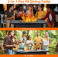 Garvee 52" Propane Fire Pit Table, 2 in 1 Outdoor Fire Pit Table, 50,000BTU Gas Fire Pits for Outside Patio with Waterproof Cover, Tabletop & Separate Storage Space,Firepits for Outside Propane