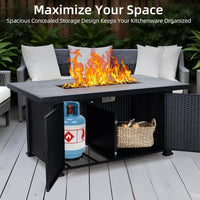 Garvee 52" Propane Fire Pit Table, 2 in 1 Outdoor Fire Pit Table, 50,000BTU Gas Fire Pits for Outside Patio with Waterproof Cover, Tabletop & Separate Storage Space,Firepits for Outside Propane