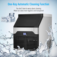 260LBS/24H Stainless Commercial Ice Maker, Under Counter, Self-Clean, LCD