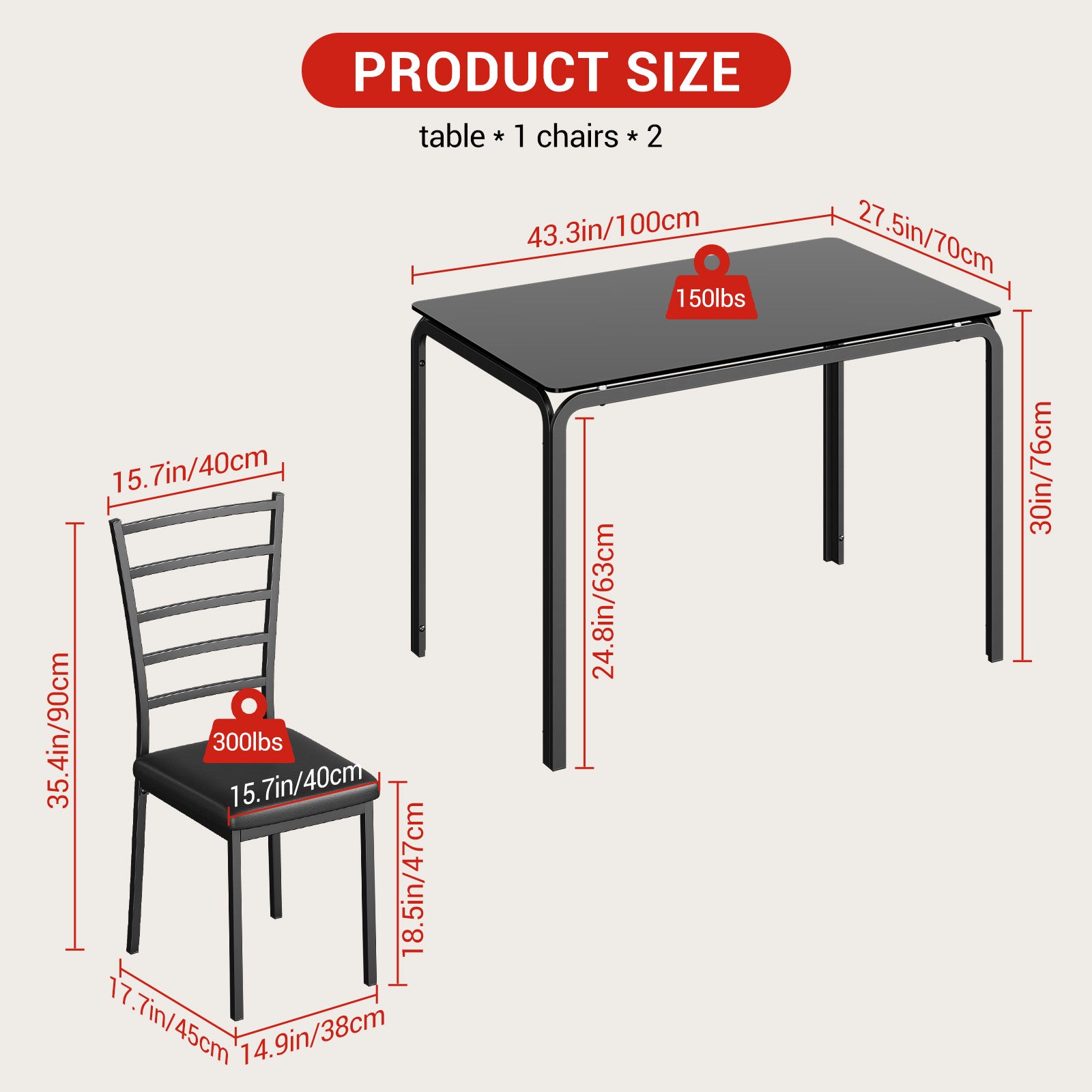 Garvee Glass Dining Table Set for 4, 5 Piece Kitchen Dining Room Table and Chairs Set, Modern Rectangle Dinner Table for Breakfast Nook, Home Office, Black Glass