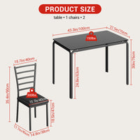 Garvee Glass Dining Table Set for 4, 5 Piece Kitchen Dining Room Table and Chairs Set, Modern Rectangle Dinner Table for Breakfast Nook, Home Office, Black Glass