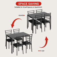 Garvee Glass Dining Table Set for 4, 5 Piece Kitchen Dining Room Table and Chairs Set, Modern Rectangle Dinner Table for Breakfast Nook, Home Office, Black Glass