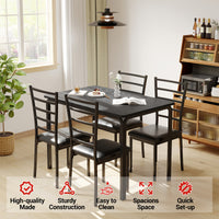 Garvee Dining Table Set for 4, 5 Piece Kitchen Dining Room Table and Chairs Set, Space-Saving Wood Modern Rectangle Dinner Table for Breakfast Nook, Home Office, Black