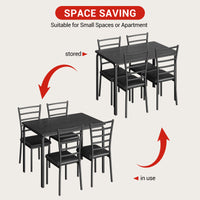 Garvee Dining Table Set for 4, 5 Piece Kitchen Dining Room Table and Chairs Set, Space-Saving Wood Modern Rectangle Dinner Table for Breakfast Nook, Home Office, Black