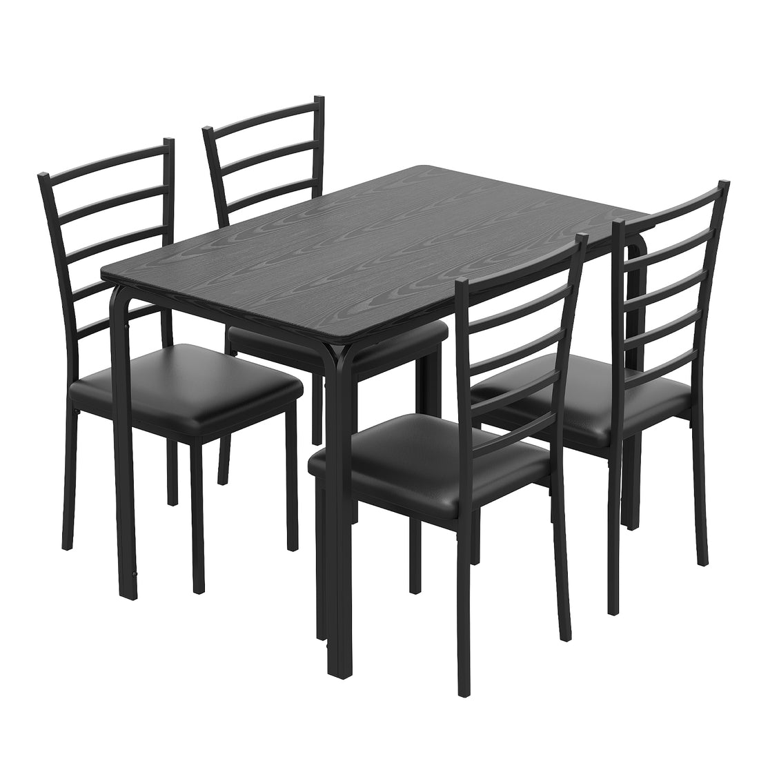 Garvee Dining Table Set for 4, 5 Piece Kitchen Dining Room Table and Chairs Set, Space-Saving Wood Modern Rectangle Dinner Table for Breakfast Nook, Home Office, Black