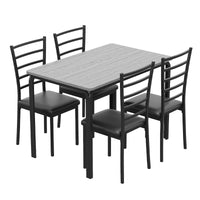 Garvee Modern 5-Piece Dining Table Set for 4, Upholstered Seats, Metal Frames, MDF Top, Space-Saving Design, Ideal for Kitchen & Home Office, Grey