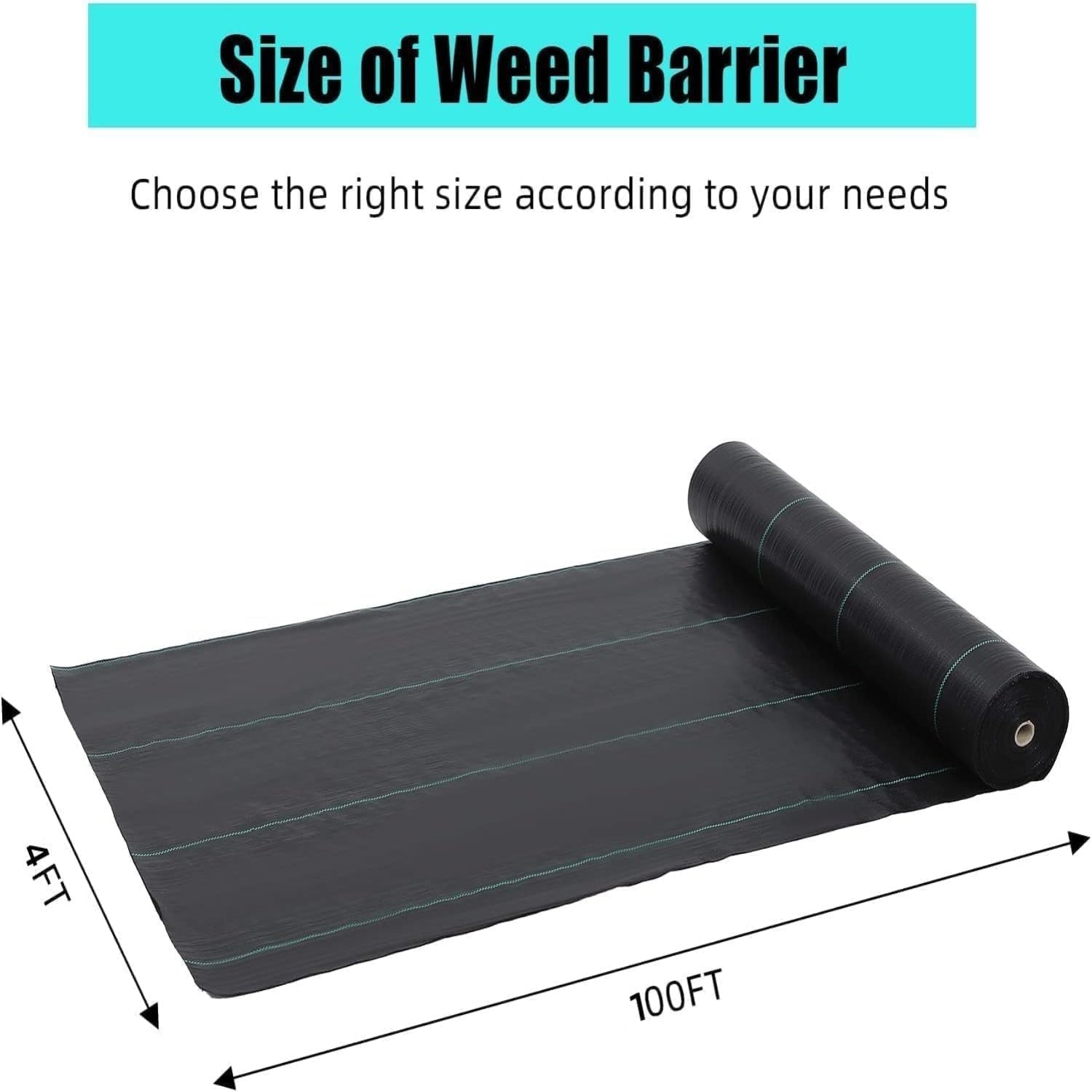 Garvee Weed Barrier Landscape Fabric 4ft x 100ft, Premium Non-Woven 1.8oz, Tear-Resistant & Easy Setup, Polypropylene Material, UV Resistant, Garden & Erosion Control