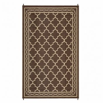 Garvee Outdoor Rug 10x20 Large Waterproof Reversible Patio Rug Non Slip Foldable Plastic Straw Carpet Brown Trellis for Deck Porch RV Camping, Peony Brown