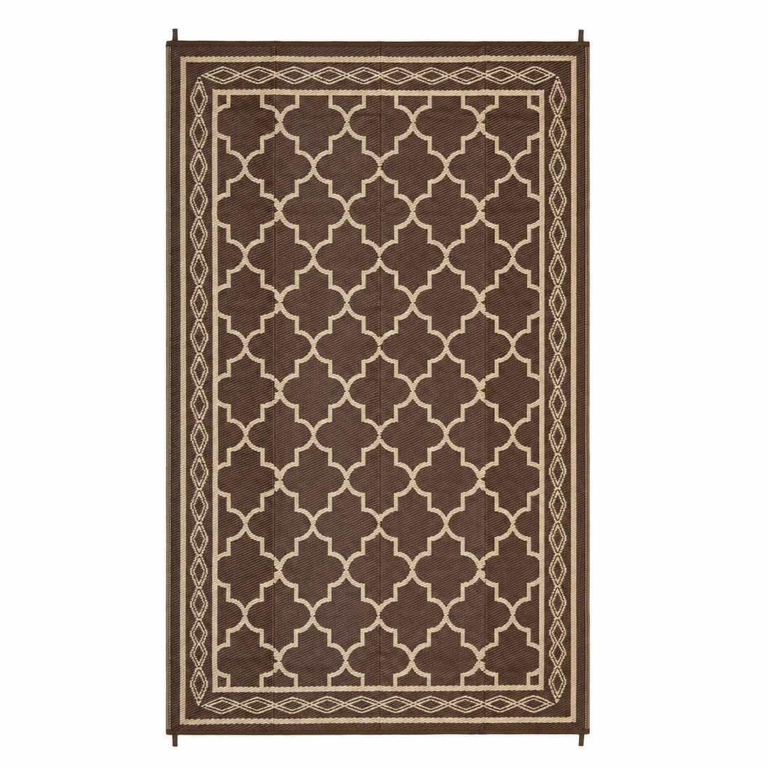 Garvee Outdoor Rug 10x20 Large Waterproof Reversible Patio Rug Non Slip Foldable Plastic Straw Carpet Brown Trellis for Deck Porch RV Camping, Peony Brown