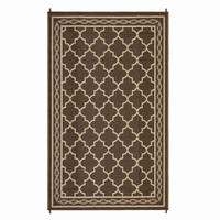 Garvee Outdoor Rug 8x10 Waterproof Reversible Patio Rug Non Slip Foldable Plastic Straw Carpet Brown Trellis for Deck Porch RV Camping, Peony Brown