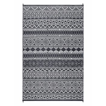 Garvee Outdoor 9x18 Boho Rug, Reversible Waterproof PP Plastic Carpet for Patio, Camping & RV | Easy Clean Portable, Gray & White