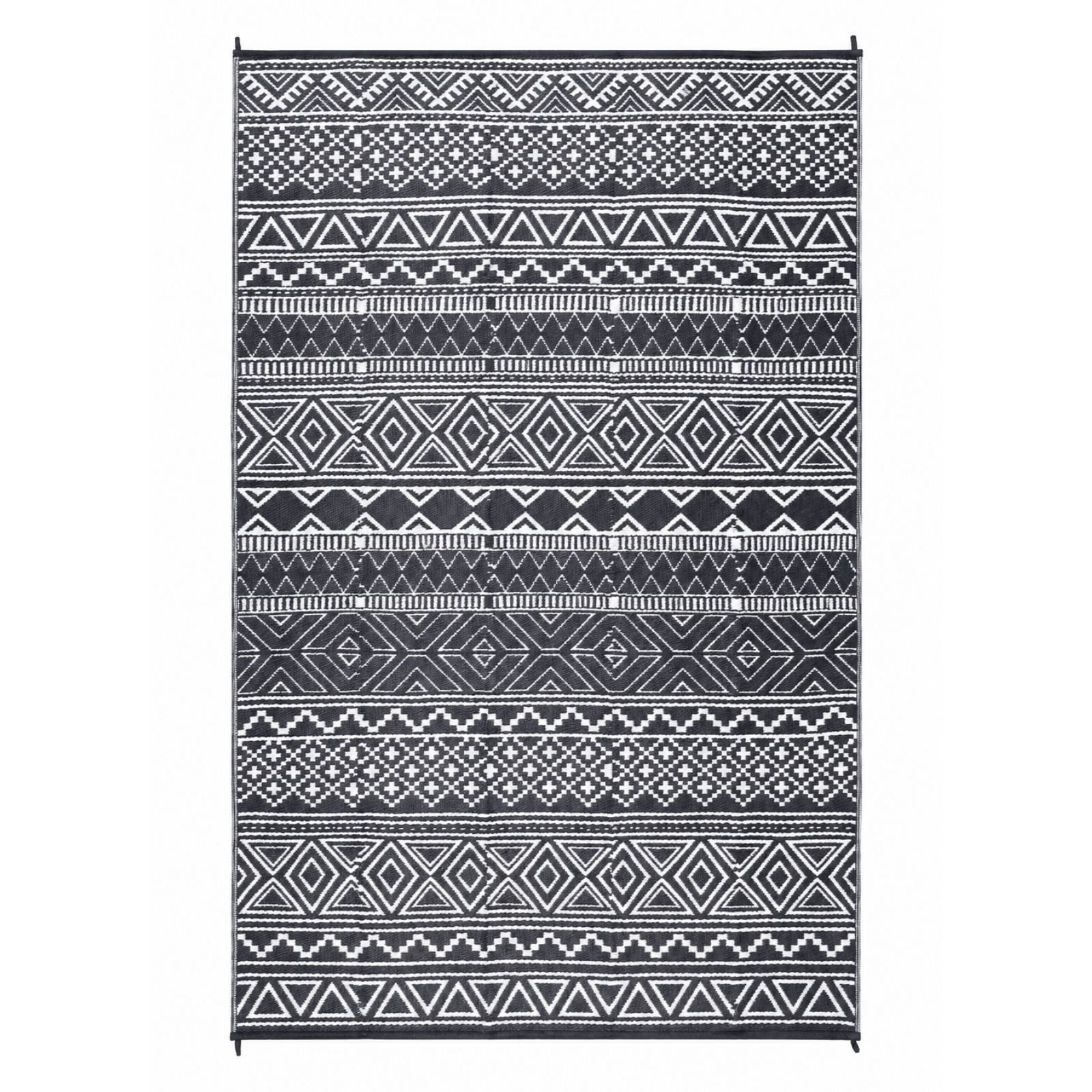 Garvee Outdoor 8x10 Rug Carpet Waterproof Reversible Patio Rug Boho Print Camping Rug Plastic Straw Rug Geometric Rv Mat for Patio Camping Picnic Backyard Deck Balcony Porch Beach, Gray & White