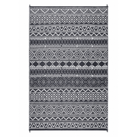 Garvee Outdoor 8x10 Rug Carpet Waterproof Reversible Patio Rug Boho Print Camping Rug Plastic Straw Rug Geometric Rv Mat for Patio Camping Picnic Backyard Deck Balcony Porch Beach, Gray & White