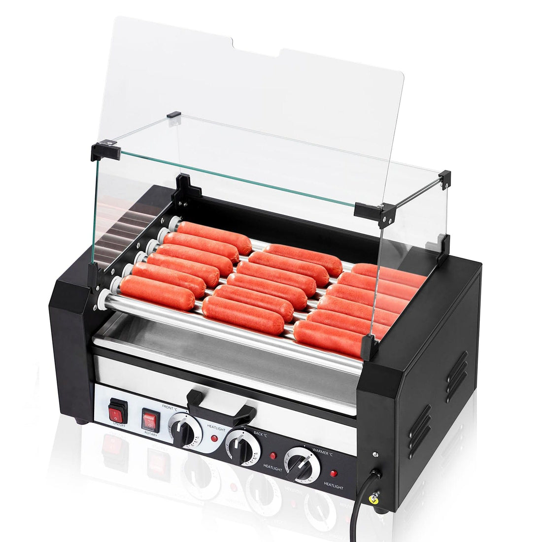GARVEE Hot Dog Roller 7 Rollers 18 Hot Dogs Capacity 1350W Stainless Sausage Grill Cooker Machine