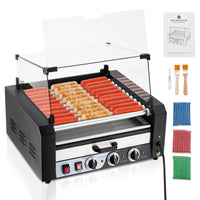 1850W 11-Roller Hot Dog Grill, 30 Capacity, Stainless Steel