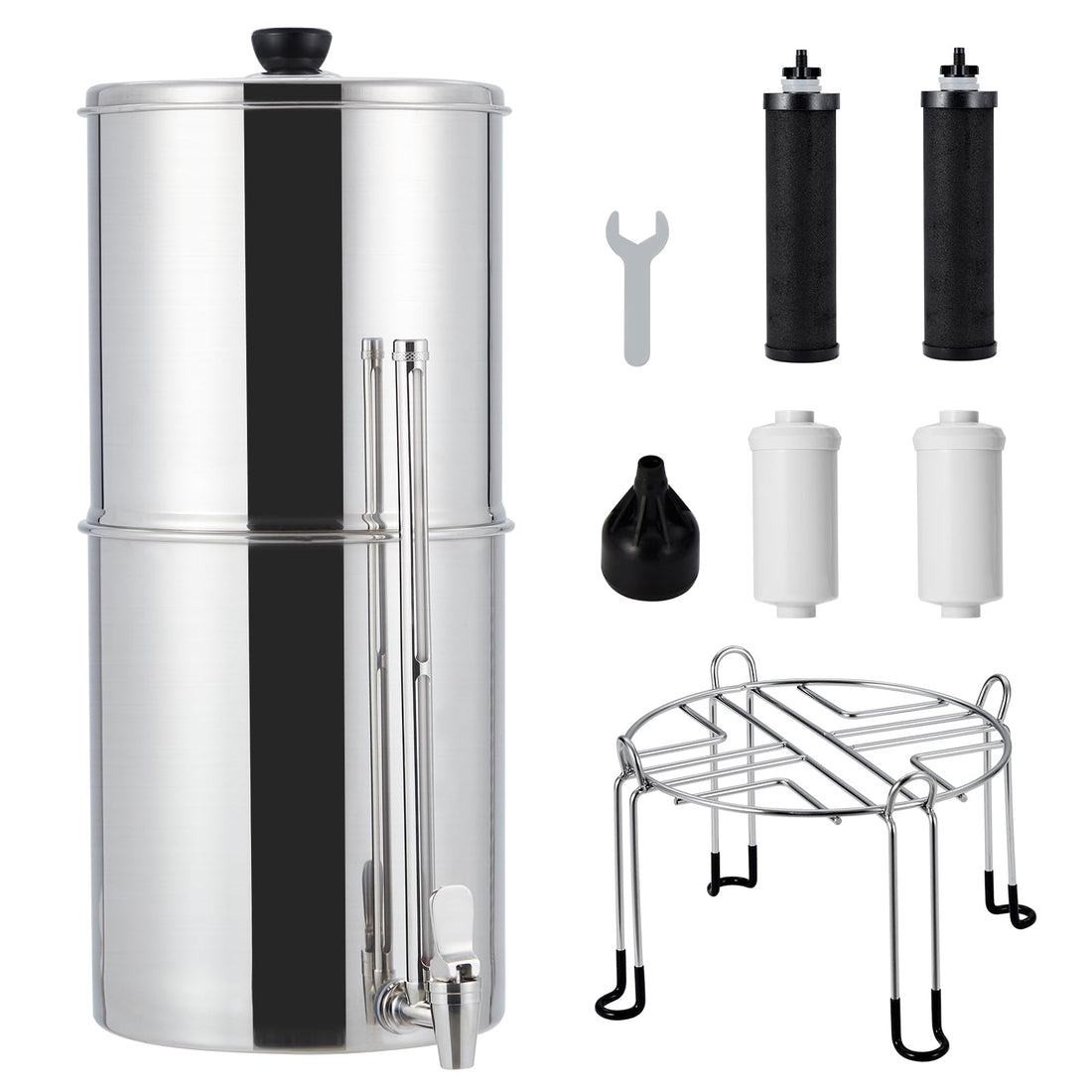 Gravity-fed Water Filter System 2.25G Stainless-Steel Water Filter System for Home Camping