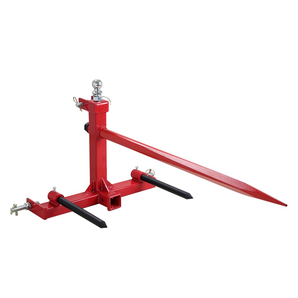 Hay Bale Spear Attachment 3 Point Trailer Hitch 49 Inch Hay Bale Spear & 2 Stabilizer Spears