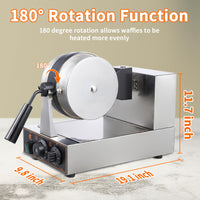 360° Rotating Waffle Maker, 50-250℃, Non-Stick, 110V 1200W