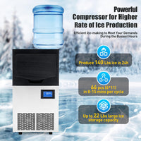 140Lbs/24H Ice Maker, Dual Water Inlet, 22Lbs Bin for Bars/Shops, LCD, Auto-Wash