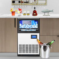 73Lbs/24H Ice Maker, 22Lbs Bin, LCD, Self-Clean for Cafes/Bars