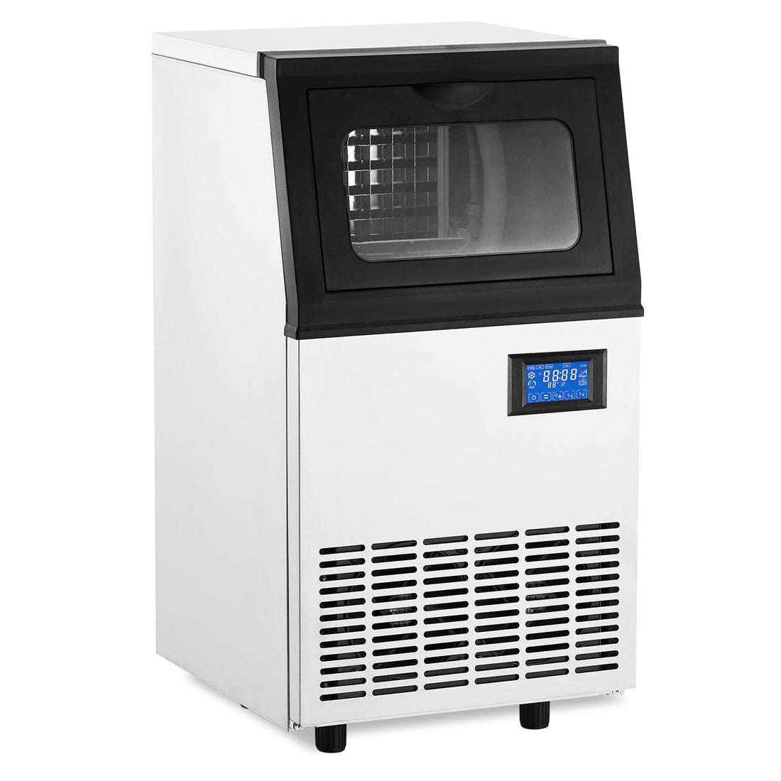 84Lbs/24H Ice Maker, 25Lbs Storage, Self-Clean for Cafe/Office