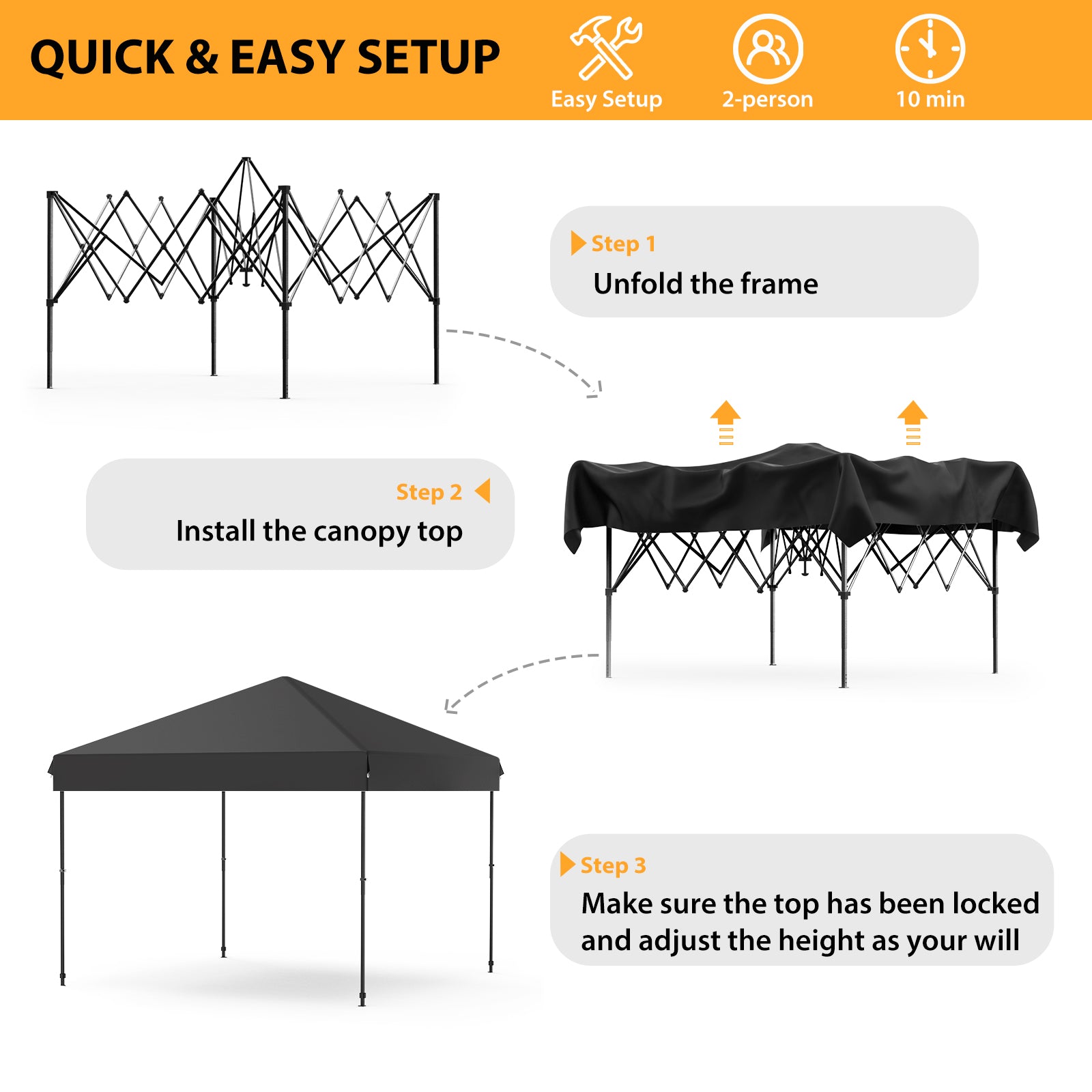 smallest canopy tent Garvee 10' x 10' Pop Up Canopy Tent, Waterproof UPF50+ Instant Shelter with Roller Bag, Sandbags, Stakes & Ropes for Market, Camping, Party & Patio
