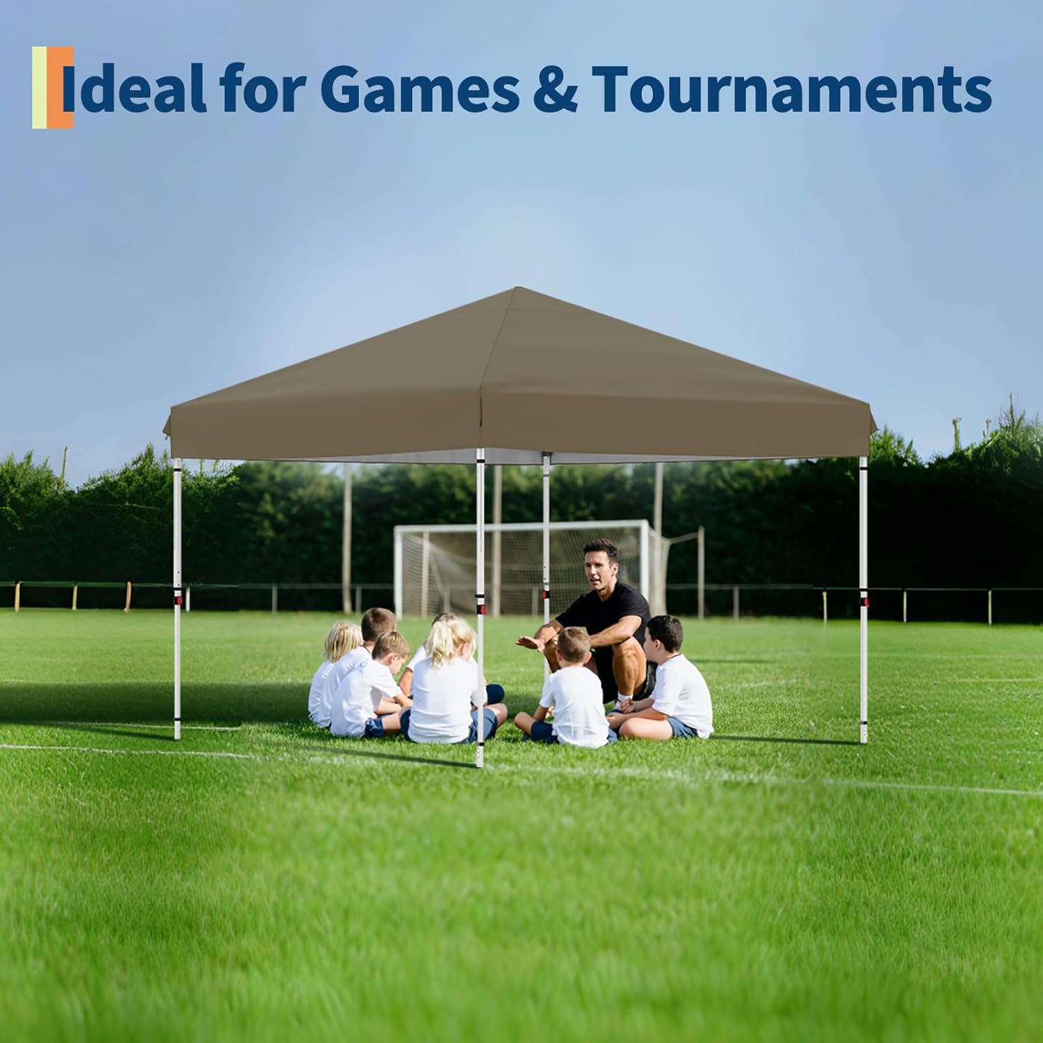Garvee 10'x10' Pop Up Canopy, Heavy Duty Tents for Parties, One Person Set Up Event Tent, Brown
