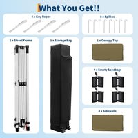 Garvee 10'x10' Pop Up Canopy, Heavy Duty Tents for Parties, One Person Set Up Event Tent, Brown