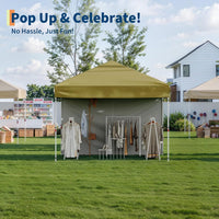 Garvee 10'x10' Pop-Up Canopy Tent - Easy One-Person Setup, Portable Shelter with 4 Sidewalls & 4 Sandbags, Ideal for Patio & Outdoor Activities, Khaki