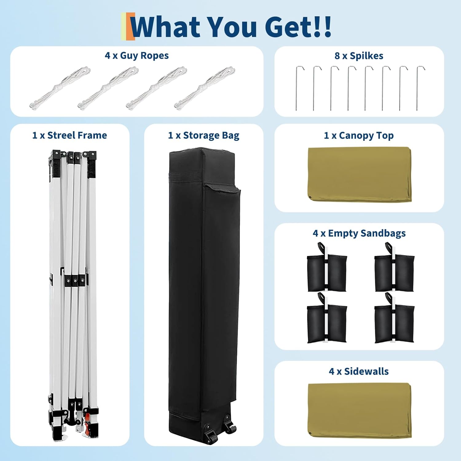 Garvee 10'x10' Pop-Up Canopy Tent - Easy One-Person Setup, Portable Shelter with 4 Sidewalls & 4 Sandbags, Ideal for Patio & Outdoor Activities, Khaki