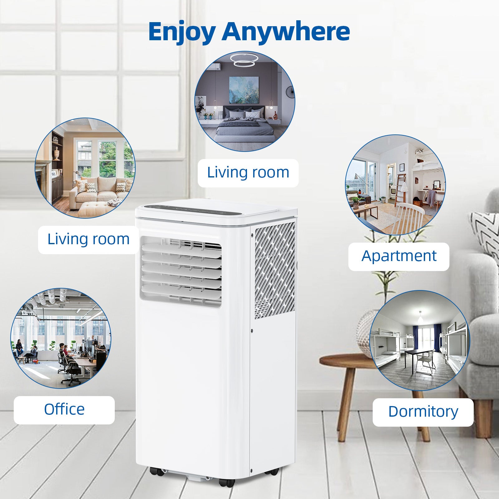 8000 BTU Portable AC, 4-IN-1, 350 sq.ft, Remote, Home Office Use