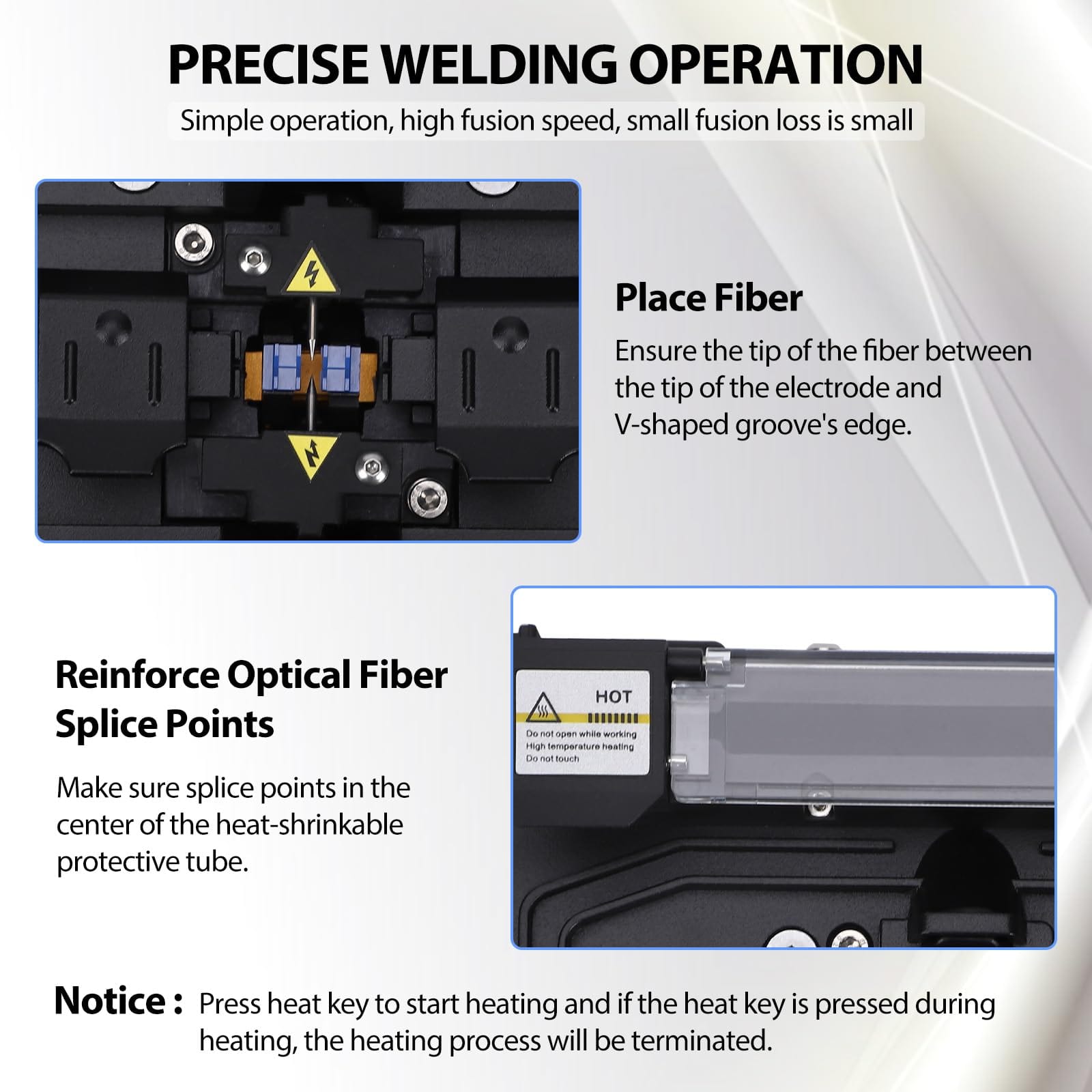 Fiber Optical Splicer FL-118, 6 Motor, 7s Splicing, 12s Heating - GARVEE