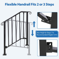 Outdoor Stair Railing, Fits Various Steps, with Installation Kit - GARVEE