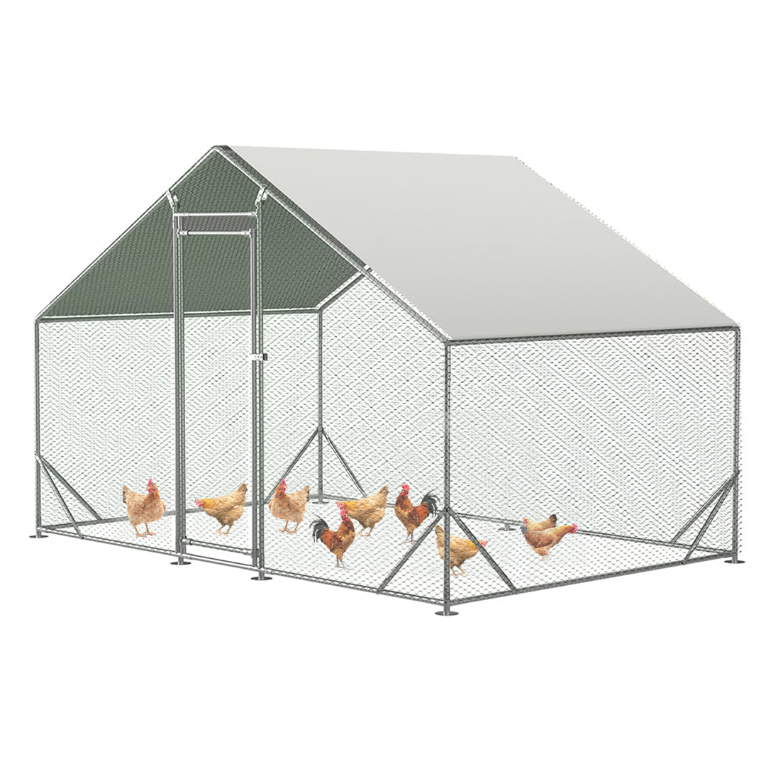Garvee Chicken Coop Large Metal Chicken House,Walk-in Poultry Cage Chicken Run Pen Dog Kennel Duck House with Waterproof and Anti-Ultraviolet Cover (10' L x 6.6' W x 6.56' H))