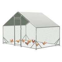Garvee Chicken Coop Large Metal Chicken House,Walk-in Poultry Cage Chicken Run Pen Dog Kennel Duck House with Waterproof and Anti-Ultraviolet Cover (10' L x 6.6' W x 6.56' H))