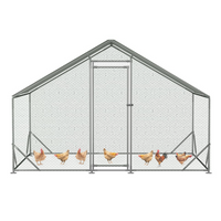 Garvee Chicken Coop Large Metal Chicken House,Walk-in Poultry Cage Chicken Run Pen Dog Kennel Duck House with Waterproof and Anti-Ultraviolet Cover (10' L x 6.6' W x 6.56' H))