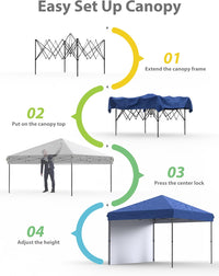 Garvee 10'x10' Pop-Up Canopy Tent - Portable Instant Gazebo with 1 Removable Sidewall, 4 Stakes & Ropes for Outdoor Events, Patio, Party, Camping, Blue