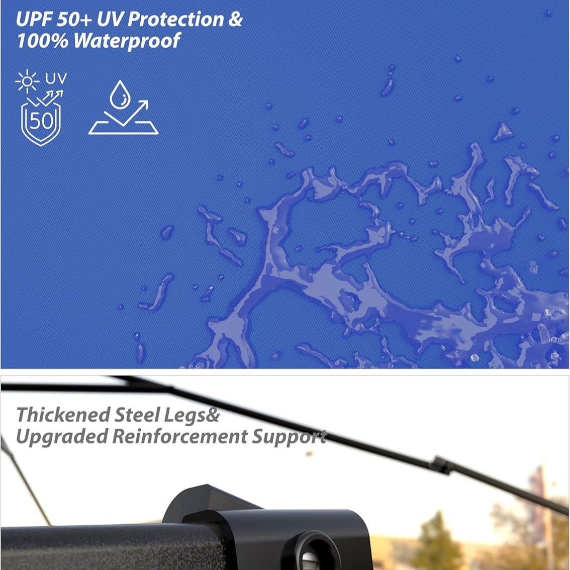 Garvee 10'x10' Pop-Up Canopy Tent - Portable Instant Gazebo with 1 Removable Sidewall, 4 Stakes & Ropes for Outdoor Events, Patio, Party, Camping, Blue