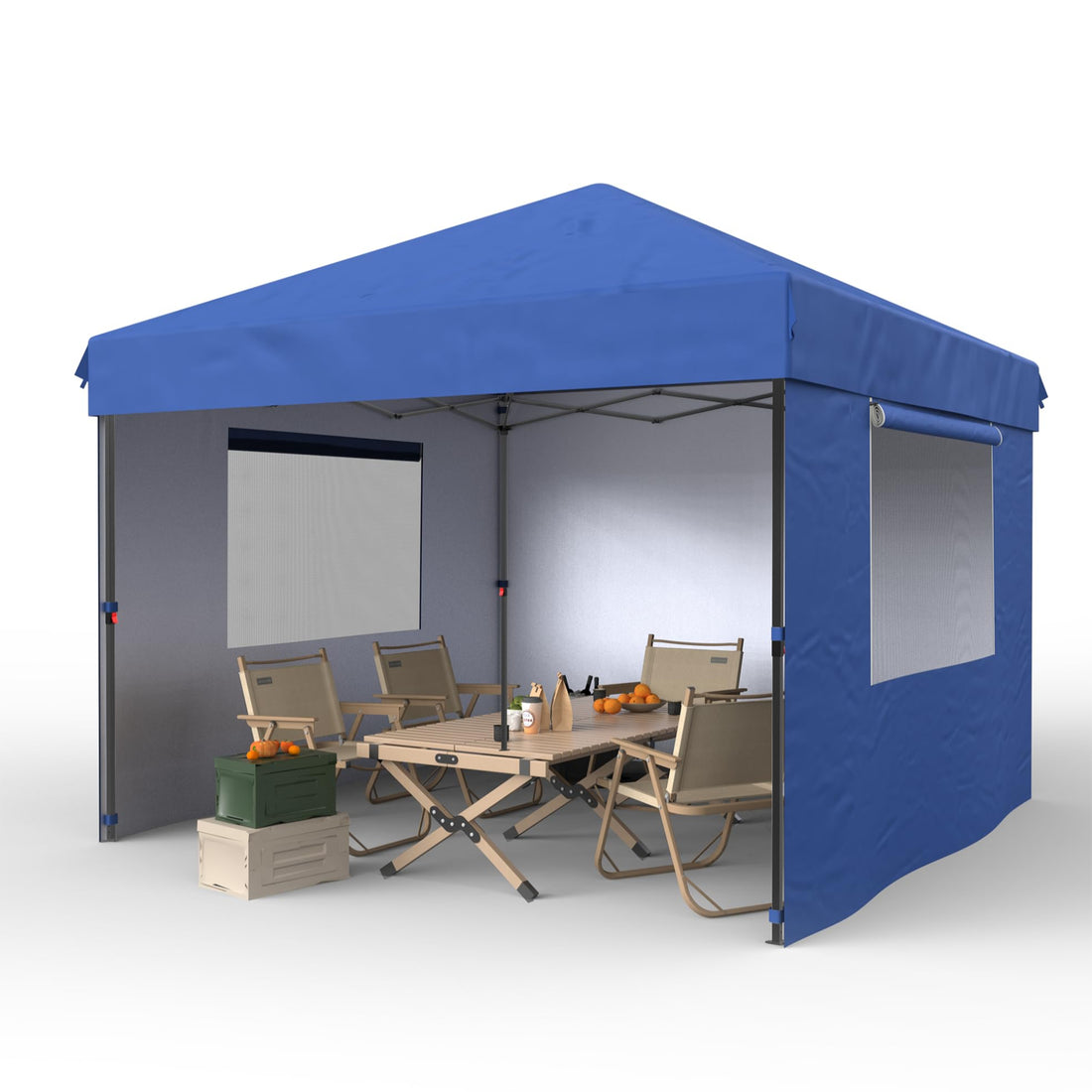 Garvee 10'x10' Pop-Up Canopy Tent with 3 Removable Sidewalls - Heavy Duty Commercial Instant Tent for Farmers Market, Craft Fair, Event, Vendor, Blue