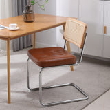 Garvee Rattan Dining Chairs Set of 2 Armless Mid Century Modern Kitchen Dining Room Brown