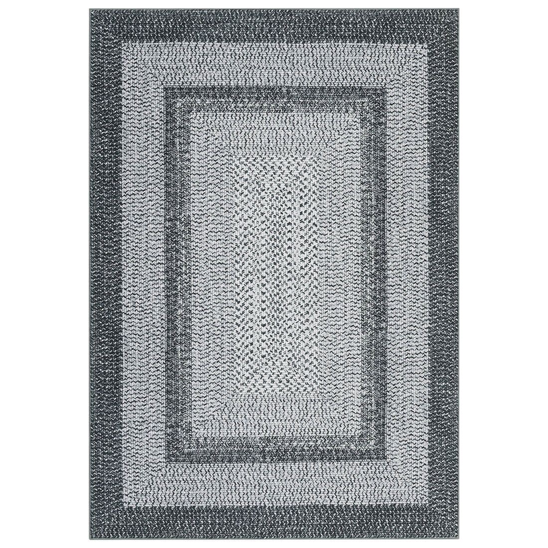 Garvee Printed Rug Braided Pattern Washable 8x10 Grey Non Slip Soft Low Pile Large Area Rug for Living Room Bedroom Nursery Dining Room