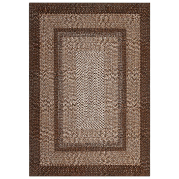 Garvee Bordered Brown 4x6 Modern Braided Print Washable Runner, Non-Slip Low Pile Polyester Foldable Thin Carpet for Living Room Bedroom Office