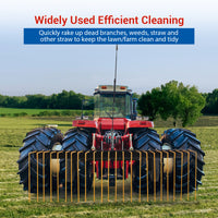 Garvee 60 Inch ATV Tow Behind Durable Corrosion Resistant Steel Pine Straw Rake, Landscape Rake, Dethatcher Rake for Tractor