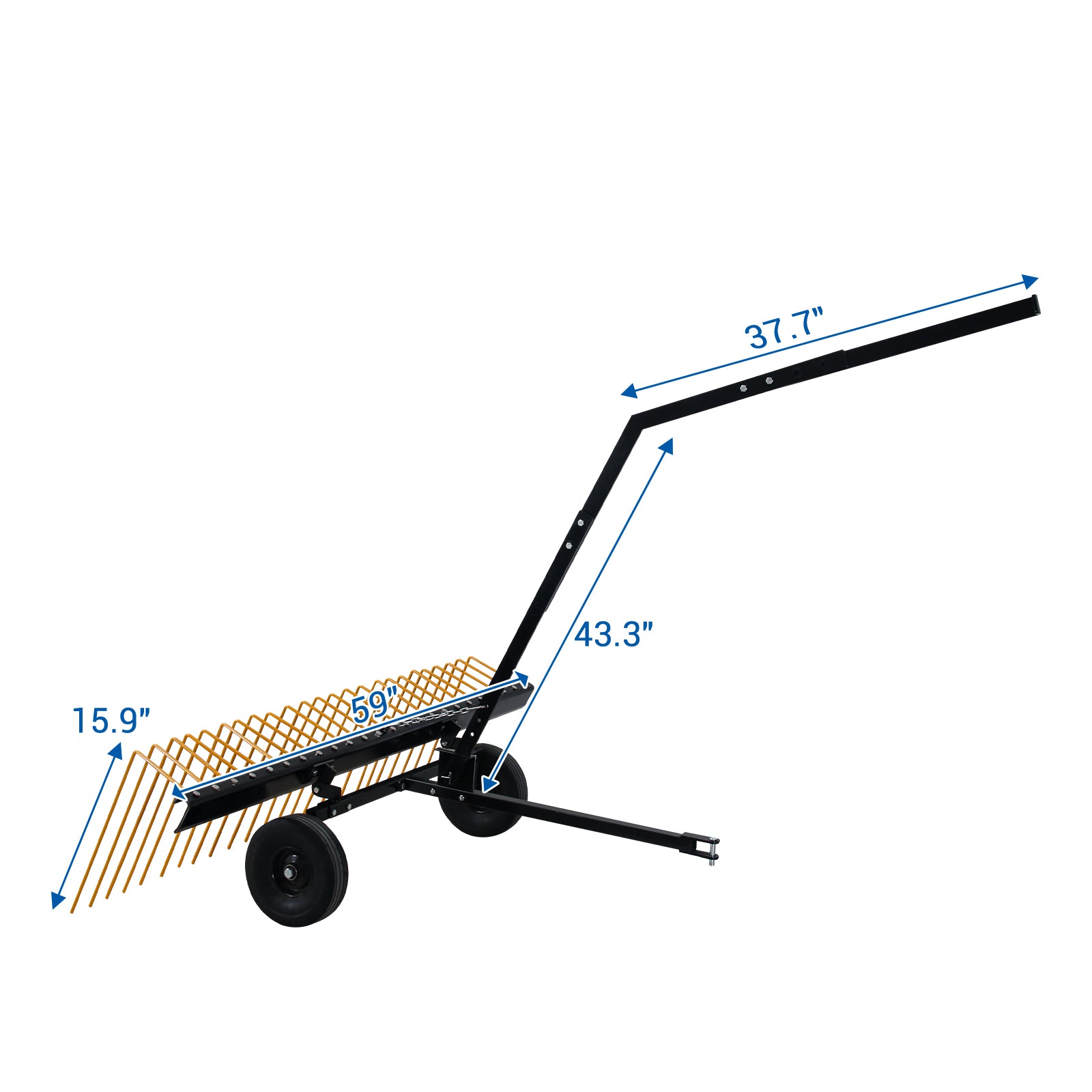 Garvee 60 Inch ATV Tow Behind Durable Corrosion Resistant Steel Pine Straw Rake, Landscape Rake, Dethatcher Rake for Tractor