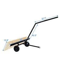Garvee 60 Inch ATV Tow Behind Durable Corrosion Resistant Steel Pine Straw Rake, Landscape Rake, Dethatcher Rake for Tractor