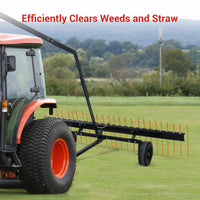 Garvee 60 Inch ATV Tow Behind Durable Corrosion Resistant Steel Pine Straw Rake, Landscape Rake, Dethatcher Rake for Tractor